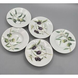 APILCO France Porcelain OLIVE OIL Dipping Bowls Black Green Olives SET of 5